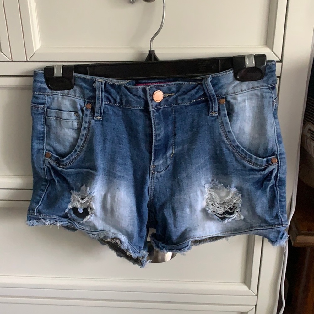 Ripped jean shorts